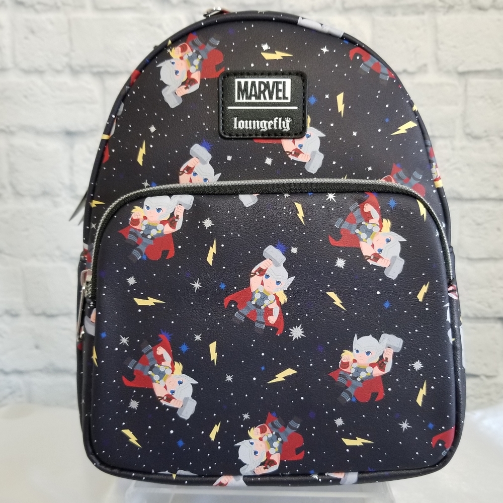 Loungefly Thor Love and Thunder Chibi Marvel Superhero Mini Backpack Bag New